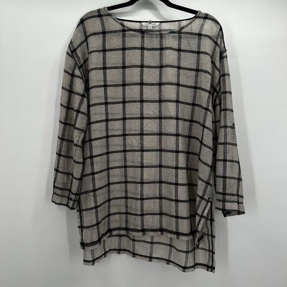 John Mark Shirt Top Womens Small Beige Boxy Knit Minimalist Casual Flowy - Picture 1 of 13